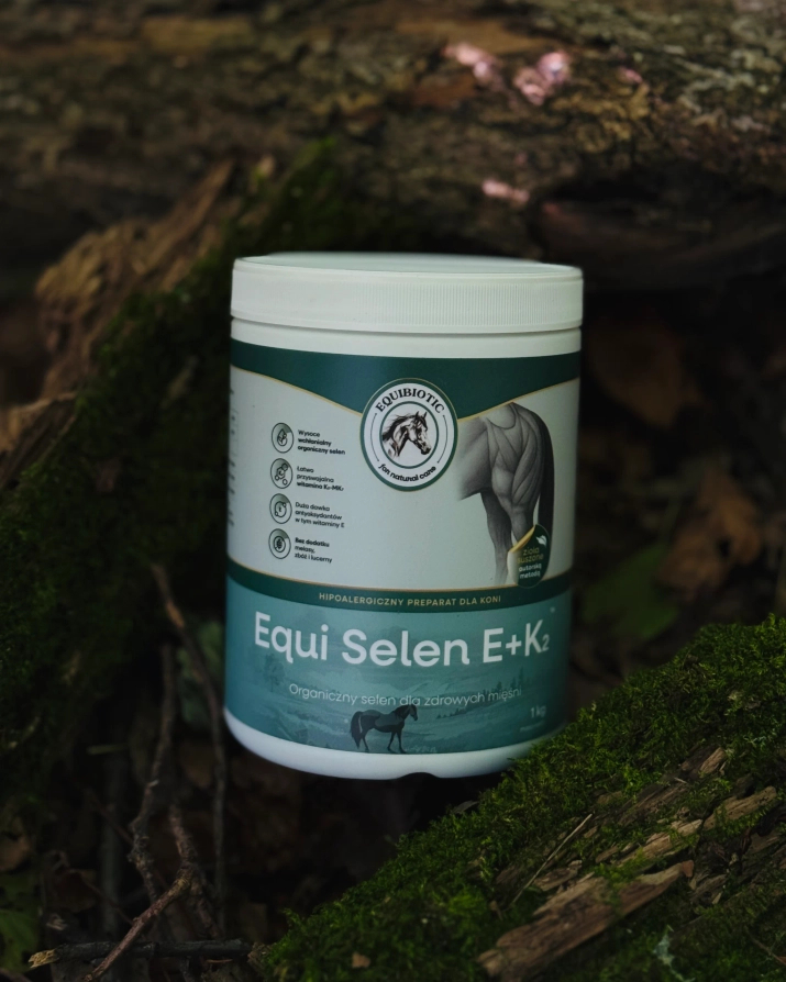 Equibiotic Equi Selen E+K2 wpływa na prawidłową regenerację włókien mięśniowych zwiększając efektywność pracy konia - 1kg