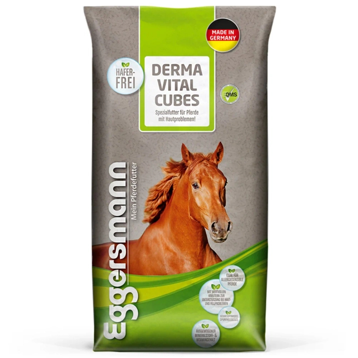 EGGERSMANN Derma Vital Cubes opracowana specjalnie dla koni z problemami skórnymi takimi jak egzema letnia - 25kg
