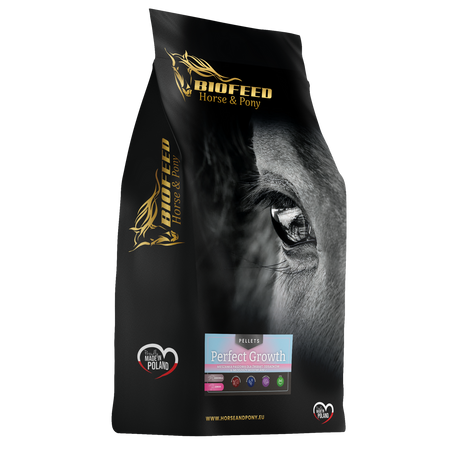 BIOFEED Horse & Pony Perfect Growth Pellets Mieszanka Paszowa dla Źrebiąt Odsadków i Młodzieży dla koni - 25 kg