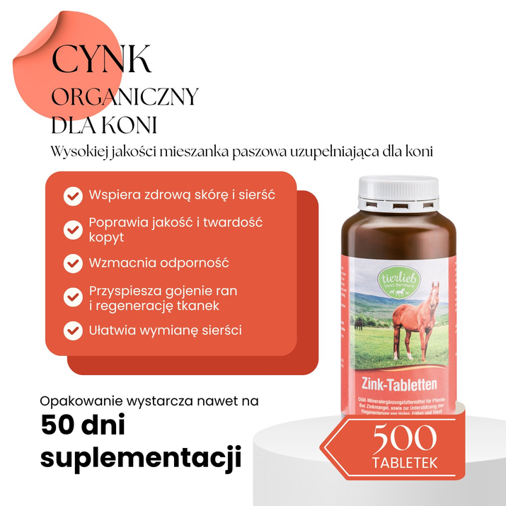 TIERLIEB Cynk organiczny dla koni - 500 tbl
