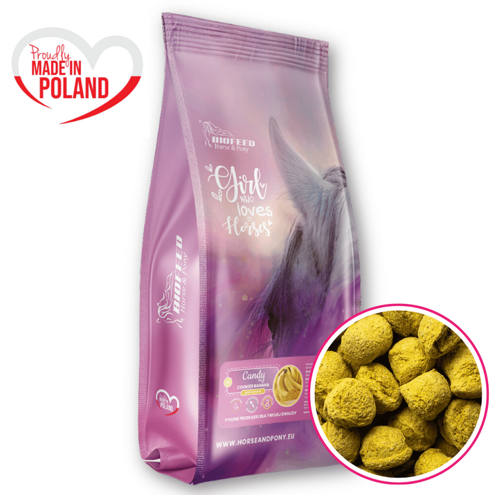 BIOFEED Horse & Pony Candy Cookies Banana with turmeric przeznaczone dla koni i kuców - 900 g