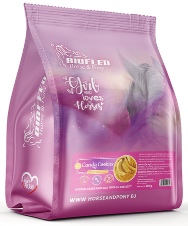 BIOFEED Horse & Pony Candy Cookies Banana with turmeric przeznaczone dla koni i kuców - 300 g