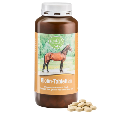 TIERLIEB Biotyna Suplement wspierający kondycję kopyt skóry i sierść dla koni 500 tabletek