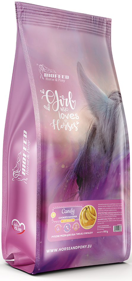 BIOFEED Horse & Pony Candy Cookies Banana with turmeric przeznaczone dla koni i kuców - 900 g