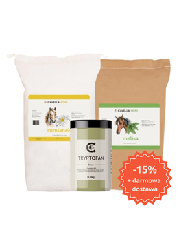 CAVELLA Zestaw spokojny koń - Rumianek rozkrusz, Melisa, Tryptofan 